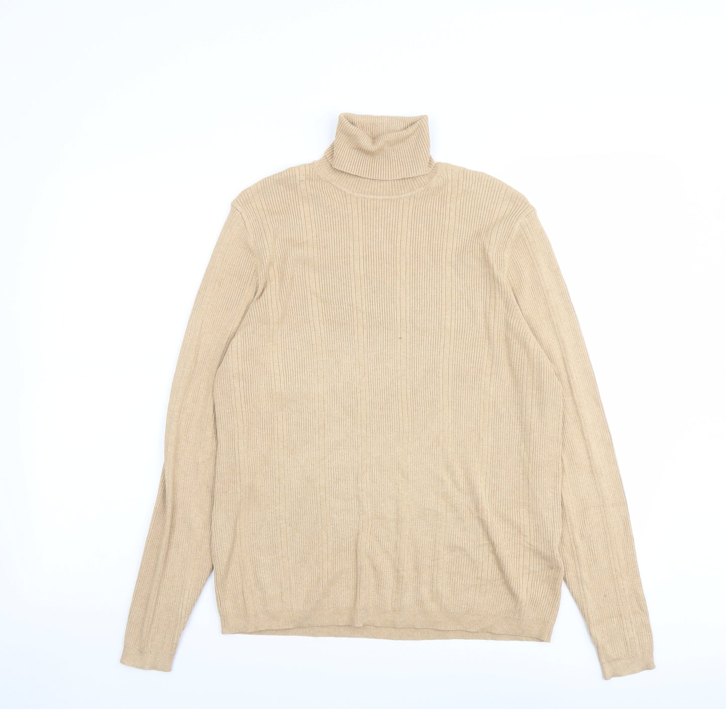 Marks and Spencer Womens Beige Roll Neck Viscose Pullover Jumper Size 18