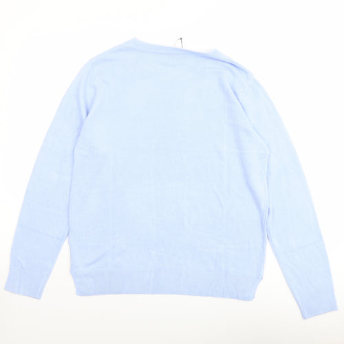 Marks and Spencer Womens Blue Round Neck Acrylic Pullover Jumper Size 14