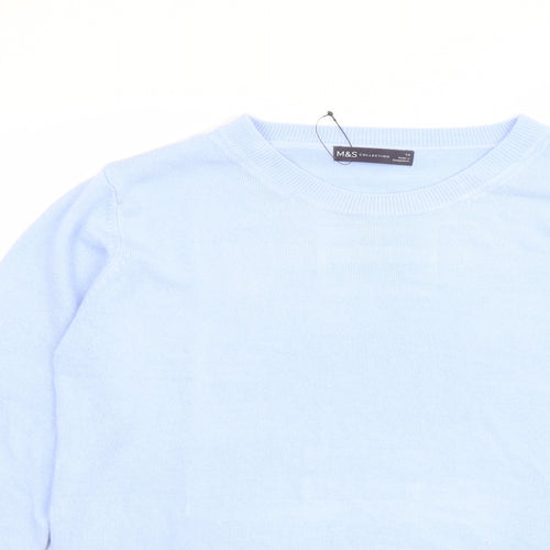 Marks and Spencer Womens Blue Round Neck Acrylic Pullover Jumper Size 14