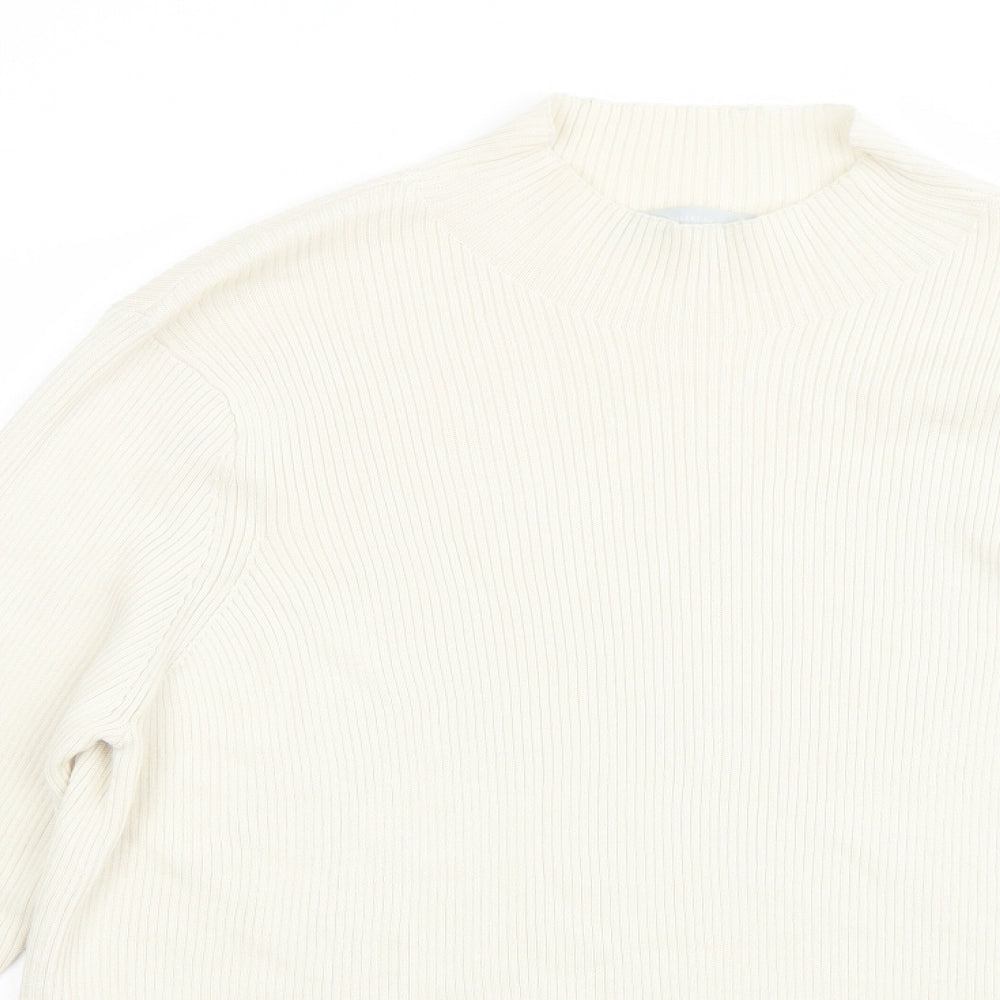 Marks and Spencer Womens Ivory Round Neck Wool Pullover Jumper Size 24
