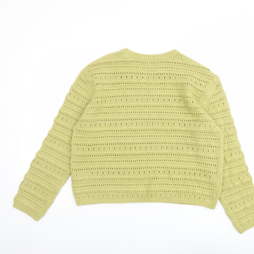 Marks and Spencer Womens Green Round Neck Cotton Pullover Jumper Size M