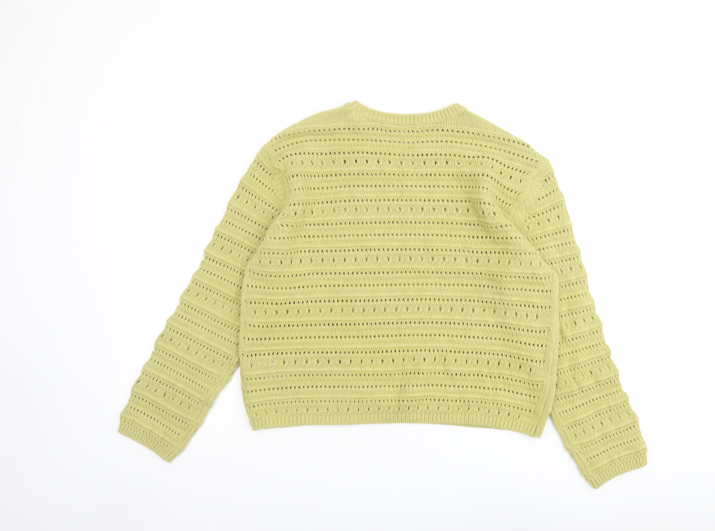 Marks and Spencer Womens Green Round Neck Cotton Pullover Jumper Size M