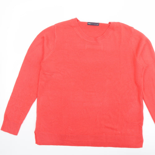 Marks and Spencer Womens Orange Round Neck Acrylic Pullover Jumper Size 16