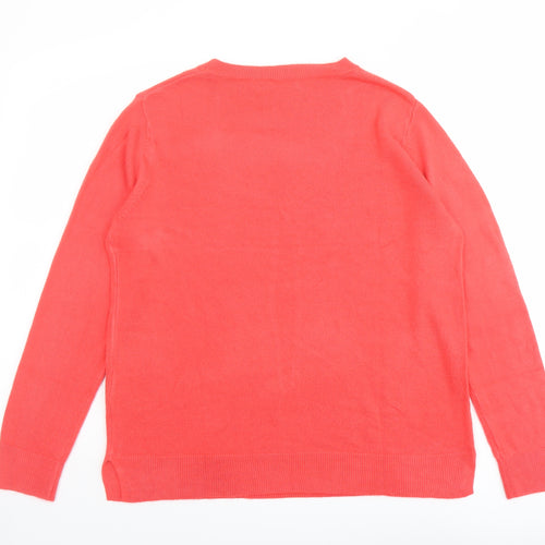 Marks and Spencer Womens Orange Round Neck Acrylic Pullover Jumper Size 16