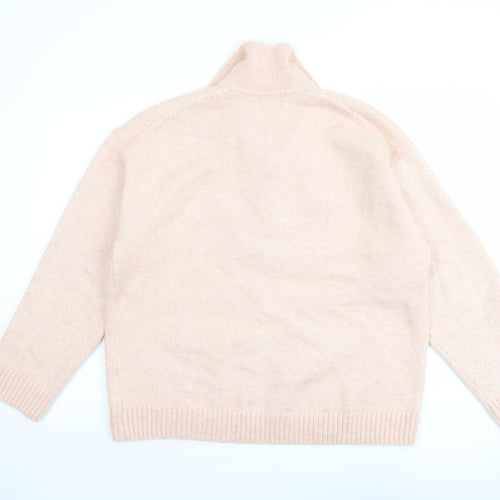 H&M Womens Pink Collared Acrylic Pullover Jumper Size S