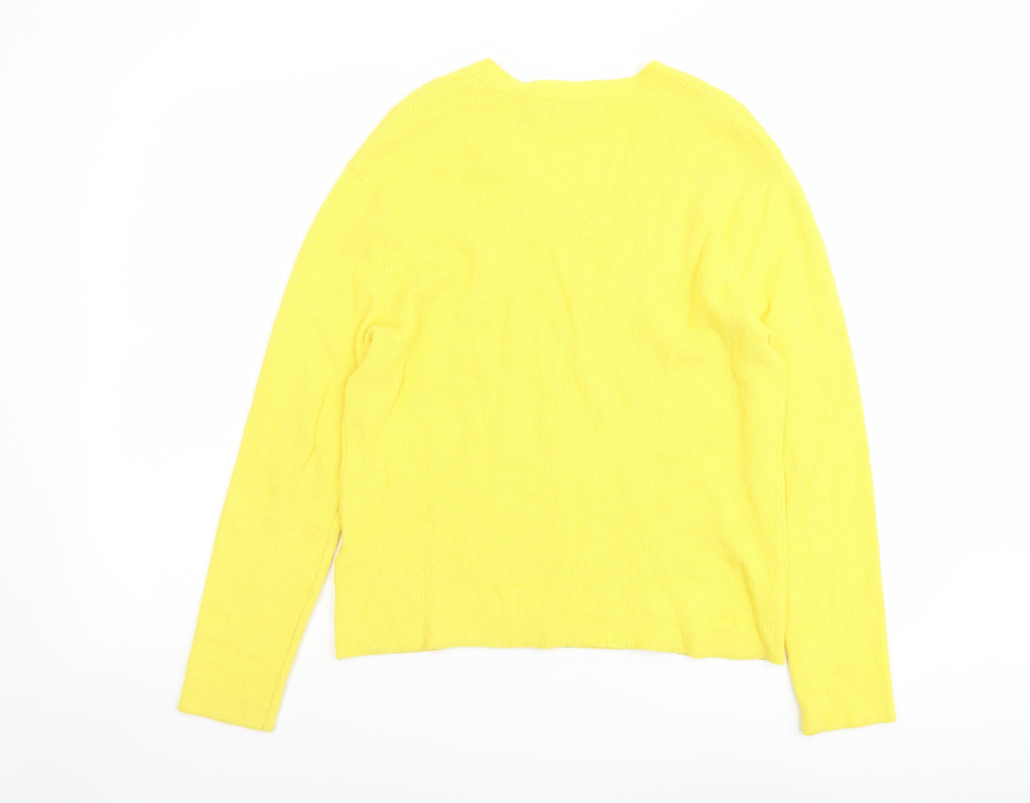 Marks and Spencer Womens Yellow V-Neck Viscose Pullover Jumper Size S