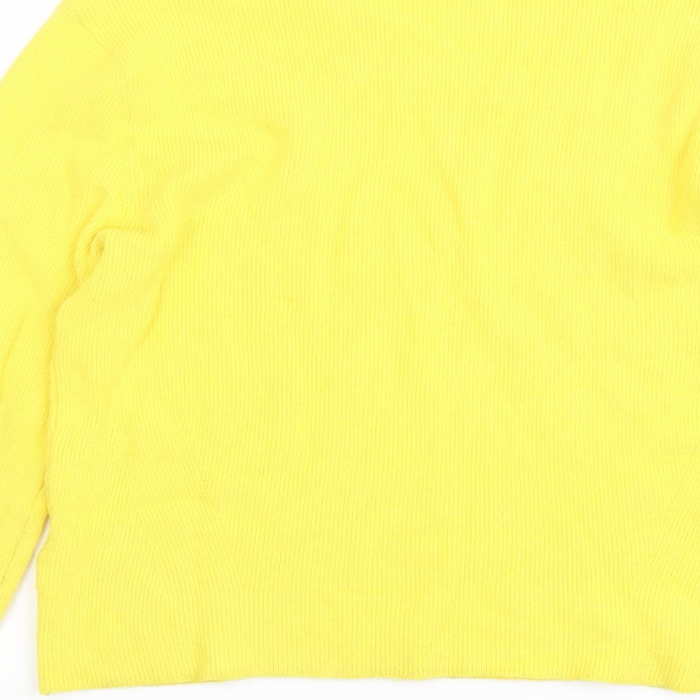 Marks and Spencer Womens Yellow V-Neck Viscose Pullover Jumper Size S