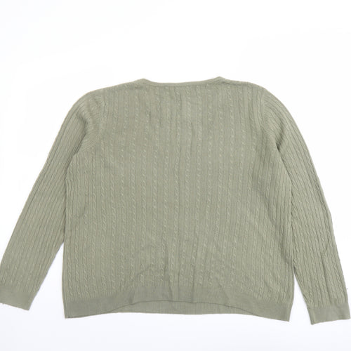 Bonmarché Womens Green Round Neck Acrylic Pullover Jumper Size 16