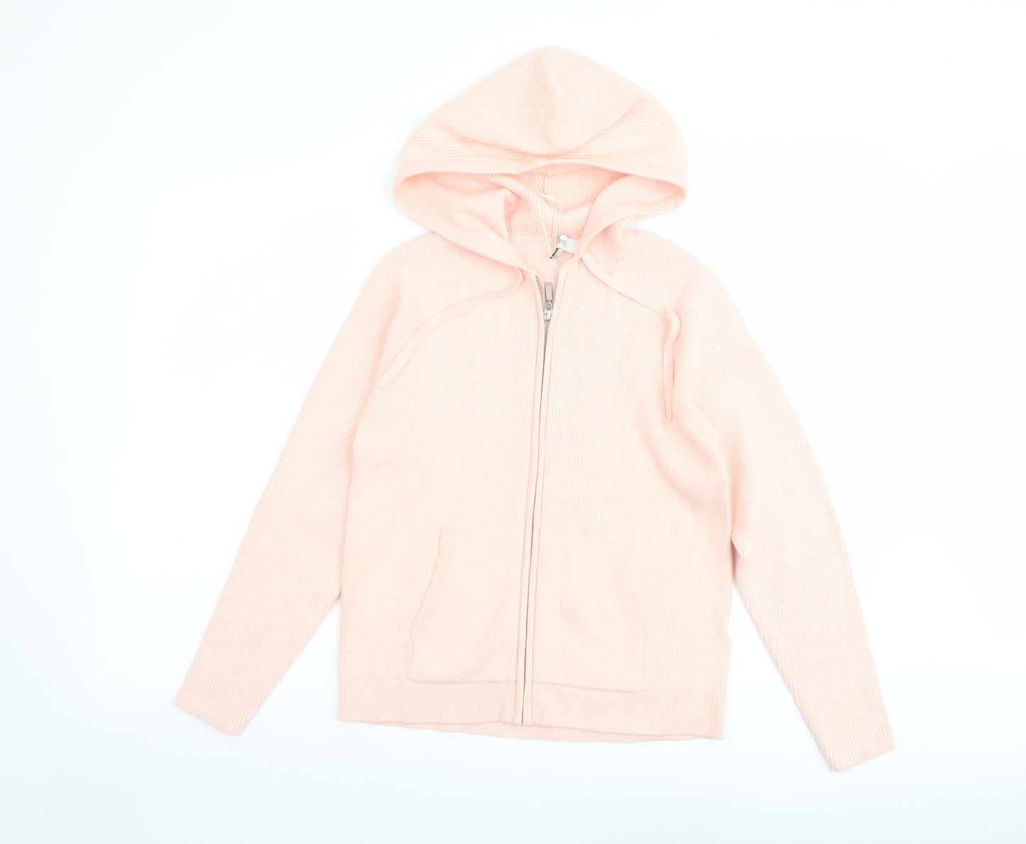 Marks and Spencer Womens Pink Round Neck Viscose Full Zip Jumper Size S