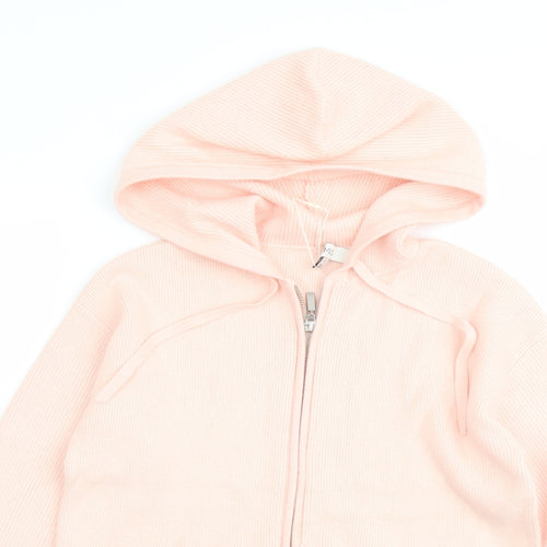 Marks and Spencer Womens Pink Round Neck Viscose Full Zip Jumper Size S
