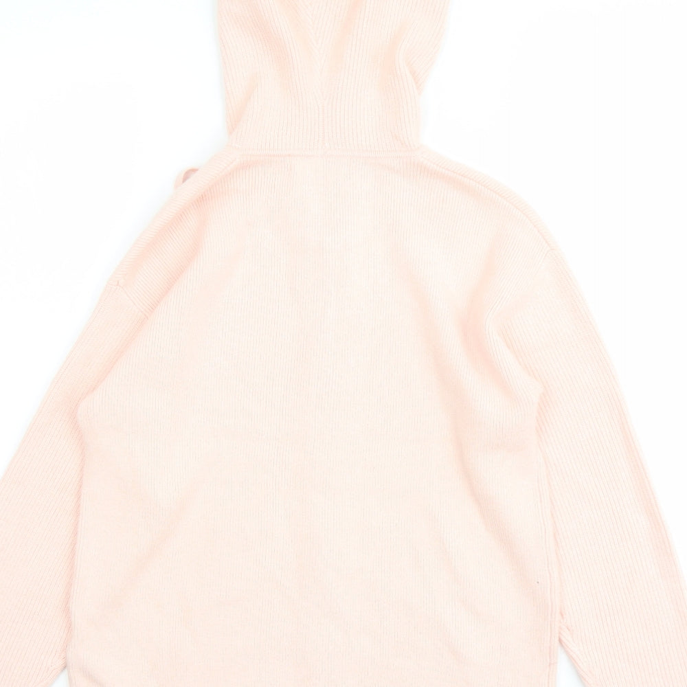 Marks and Spencer Womens Pink Round Neck Viscose Full Zip Jumper Size S