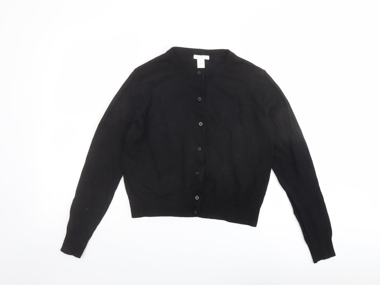 H&M Womens Black Round Neck Viscose Cardigan Jumper Size M