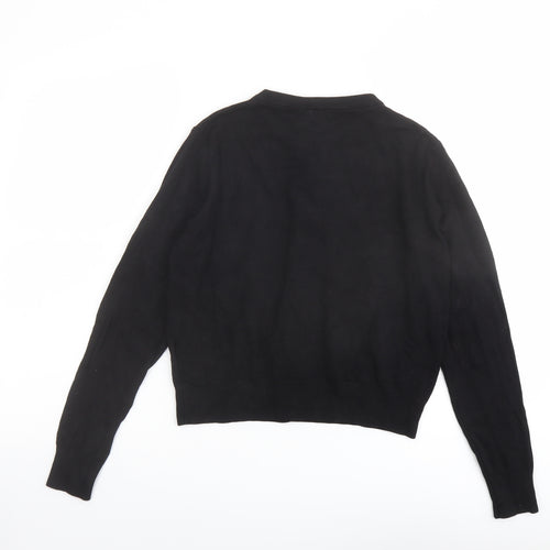 H&M Womens Black Round Neck Viscose Cardigan Jumper Size M
