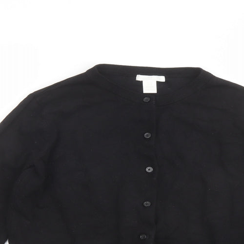 H&M Womens Black Round Neck Viscose Cardigan Jumper Size M