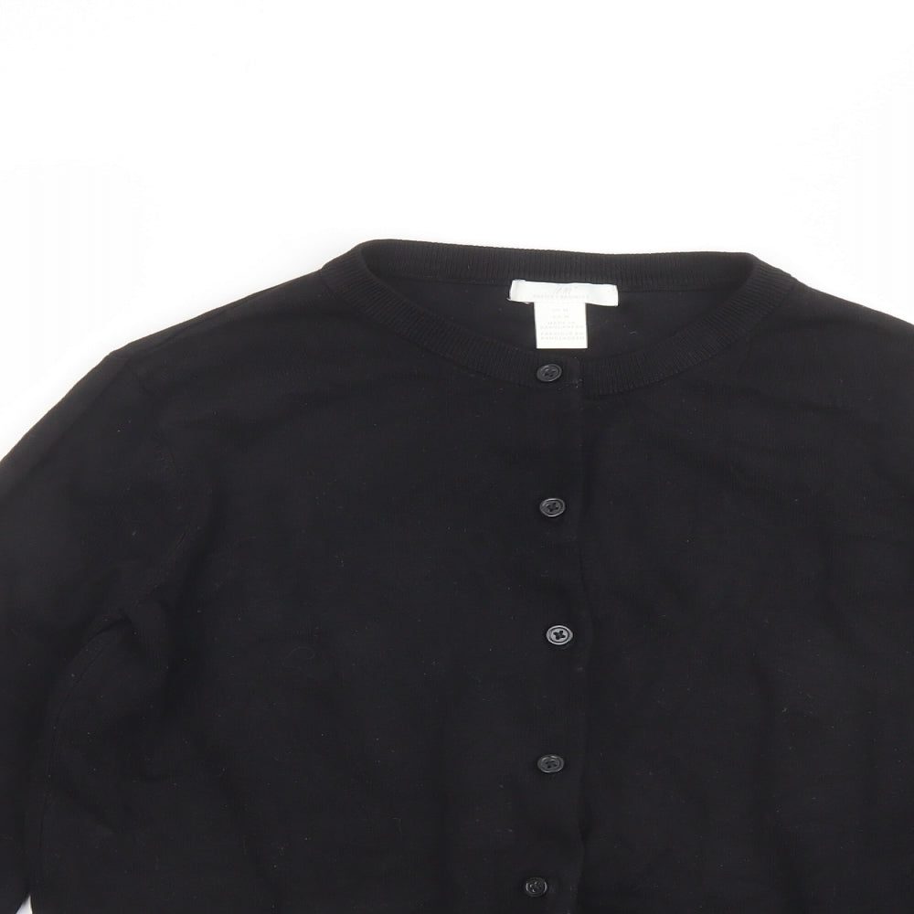 H&M Womens Black Round Neck Viscose Cardigan Jumper Size M