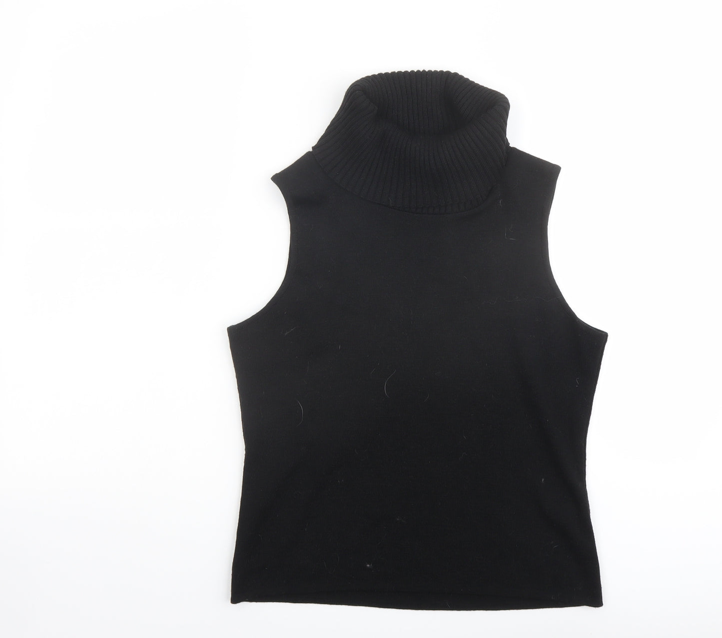 Marks and Spencer Womens Black Roll Neck Acrylic Vest Jumper Size 12