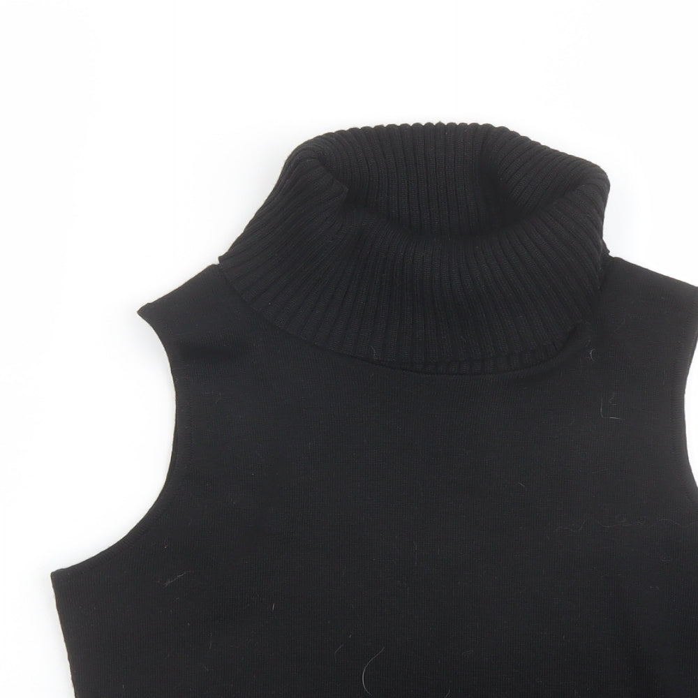 Marks and Spencer Womens Black Roll Neck Acrylic Vest Jumper Size 12