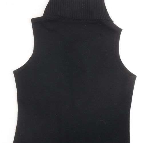Marks and Spencer Womens Black Roll Neck Acrylic Vest Jumper Size 12