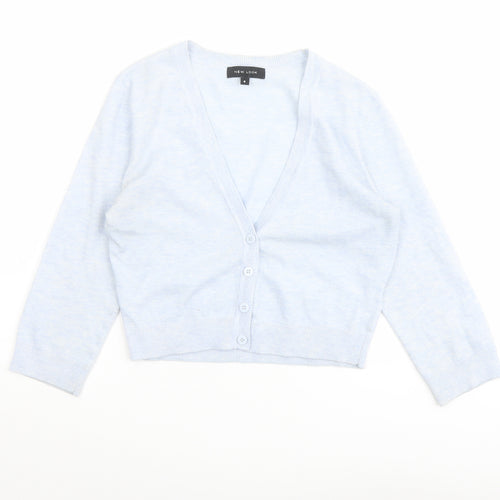 New Look Womens Blue V-Neck Acrylic Cardigan Jumper Size 8