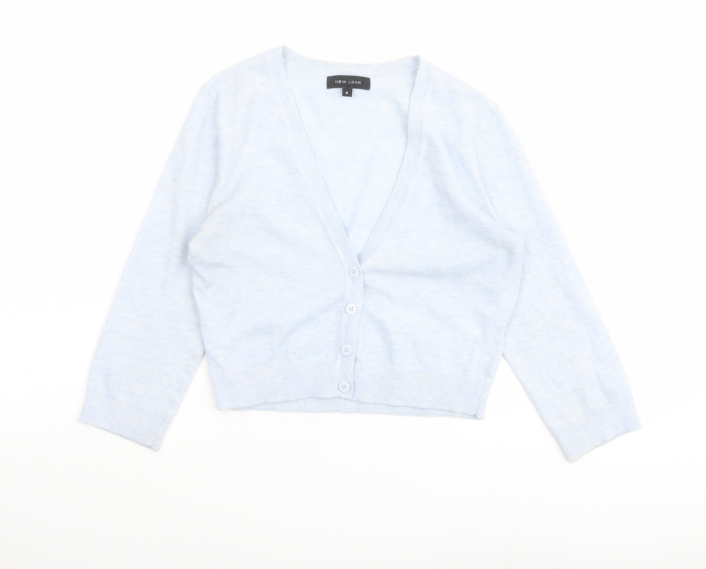 New Look Womens Blue V-Neck Acrylic Cardigan Jumper Size 8