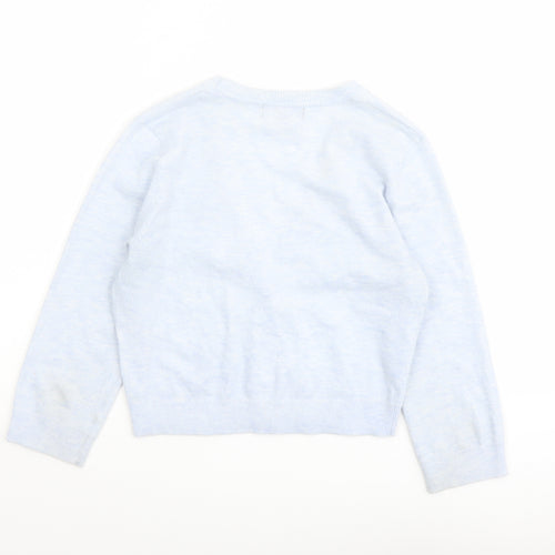 New Look Womens Blue V-Neck Acrylic Cardigan Jumper Size 8
