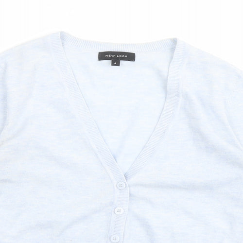 New Look Womens Blue V-Neck Acrylic Cardigan Jumper Size 8