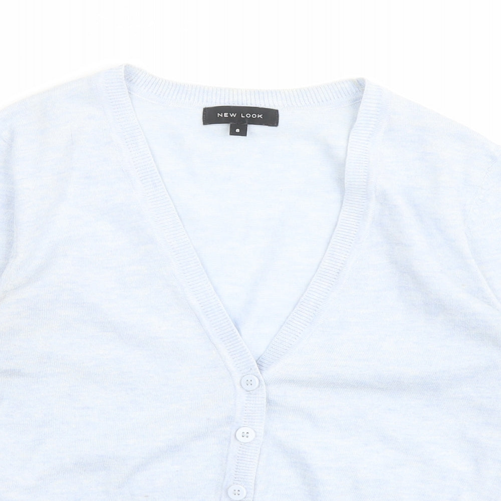 New Look Womens Blue V-Neck Acrylic Cardigan Jumper Size 8