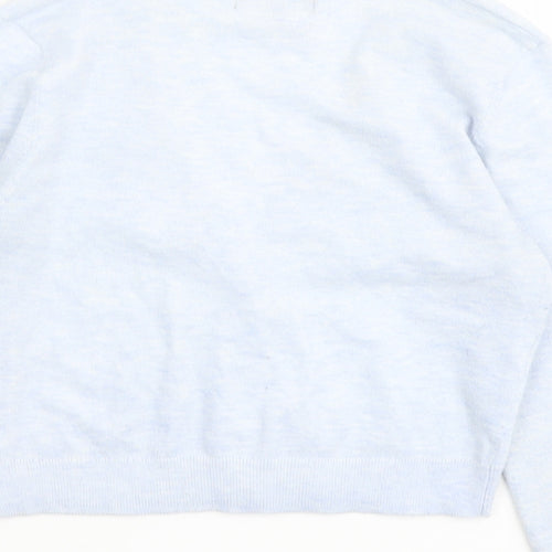 New Look Womens Blue V-Neck Acrylic Cardigan Jumper Size 8