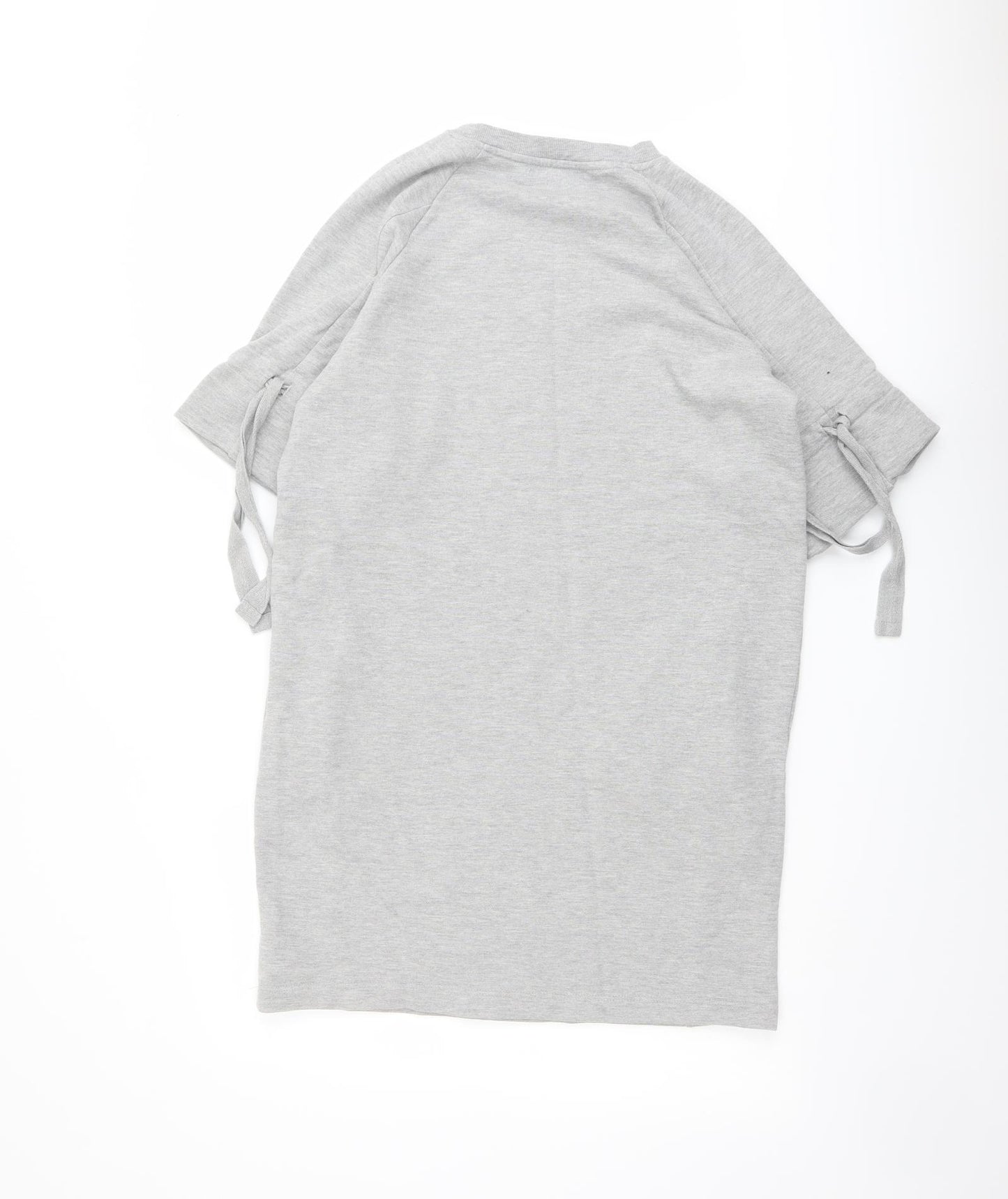NEXT Womens Grey Cotton Jumper Dress Size 12 Crew Neck Pullover