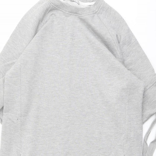 NEXT Womens Grey Cotton Jumper Dress Size 12 Crew Neck Pullover