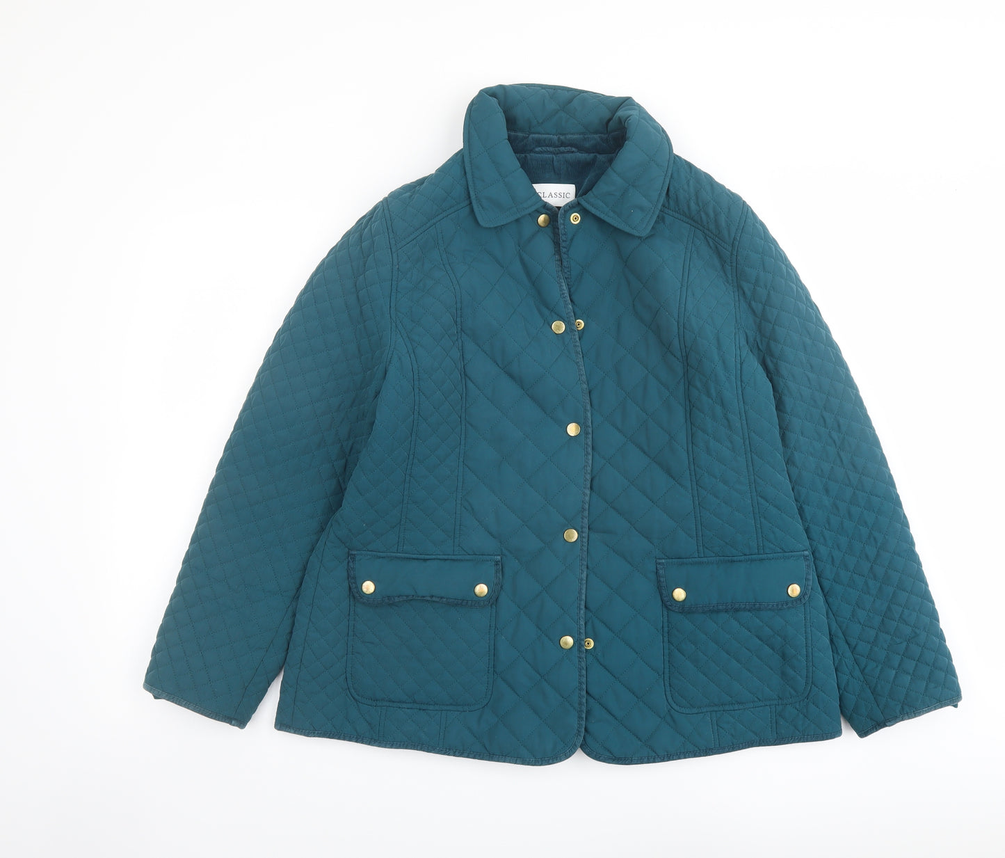 Marks and Spencer Womens Green Jacket Size 16 Snap