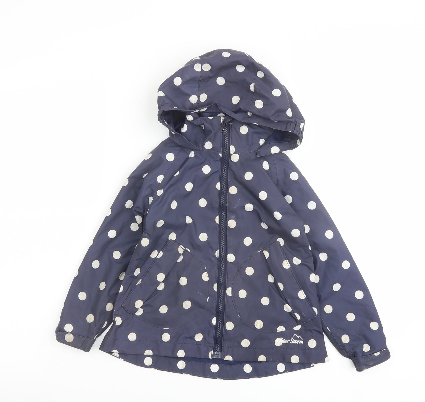 Peter Storm Girls Blue Polka Dot Basic Coat Coat Size 3-4 Years Zip