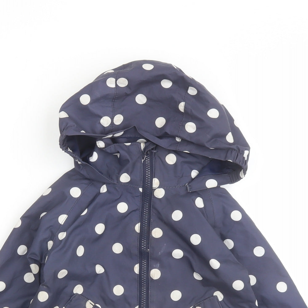 Peter Storm Girls Blue Polka Dot Basic Coat Coat Size 3-4 Years Zip