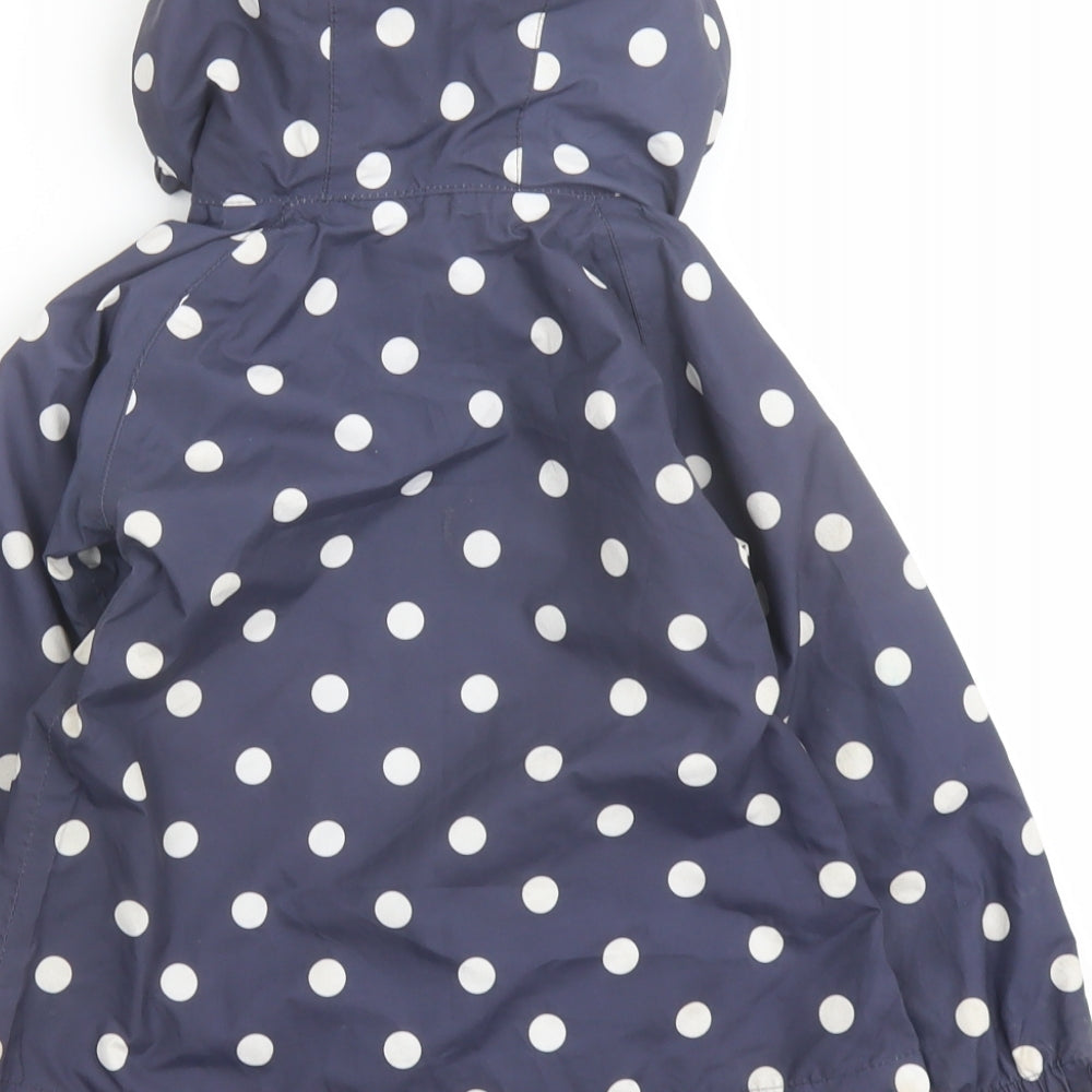 Peter Storm Girls Blue Polka Dot Basic Coat Coat Size 3-4 Years Zip