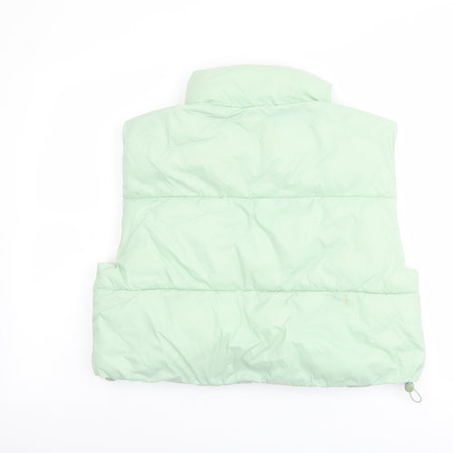 Pull&Bear Womens Green Gilet Jacket Size L Zip