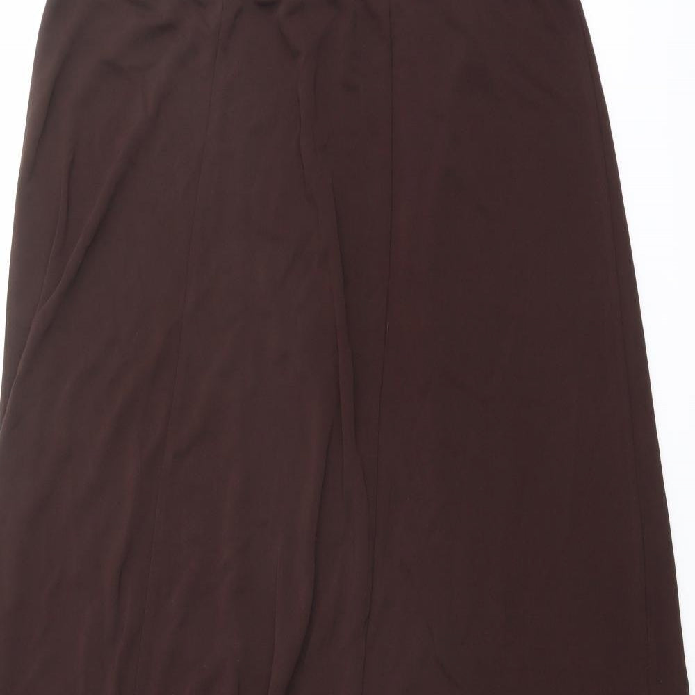 ELVI Womens Brown Viscose Swing Skirt Size 10