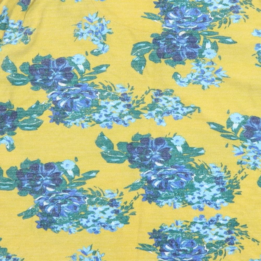 M&Co Womens Multicoloured Floral Polyester Basic T-Shirt Size 16 V-Neck