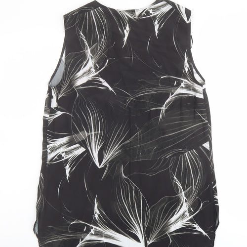 Linea Womens Black Geometric Polyester Basic Blouse Size 12 V-Neck