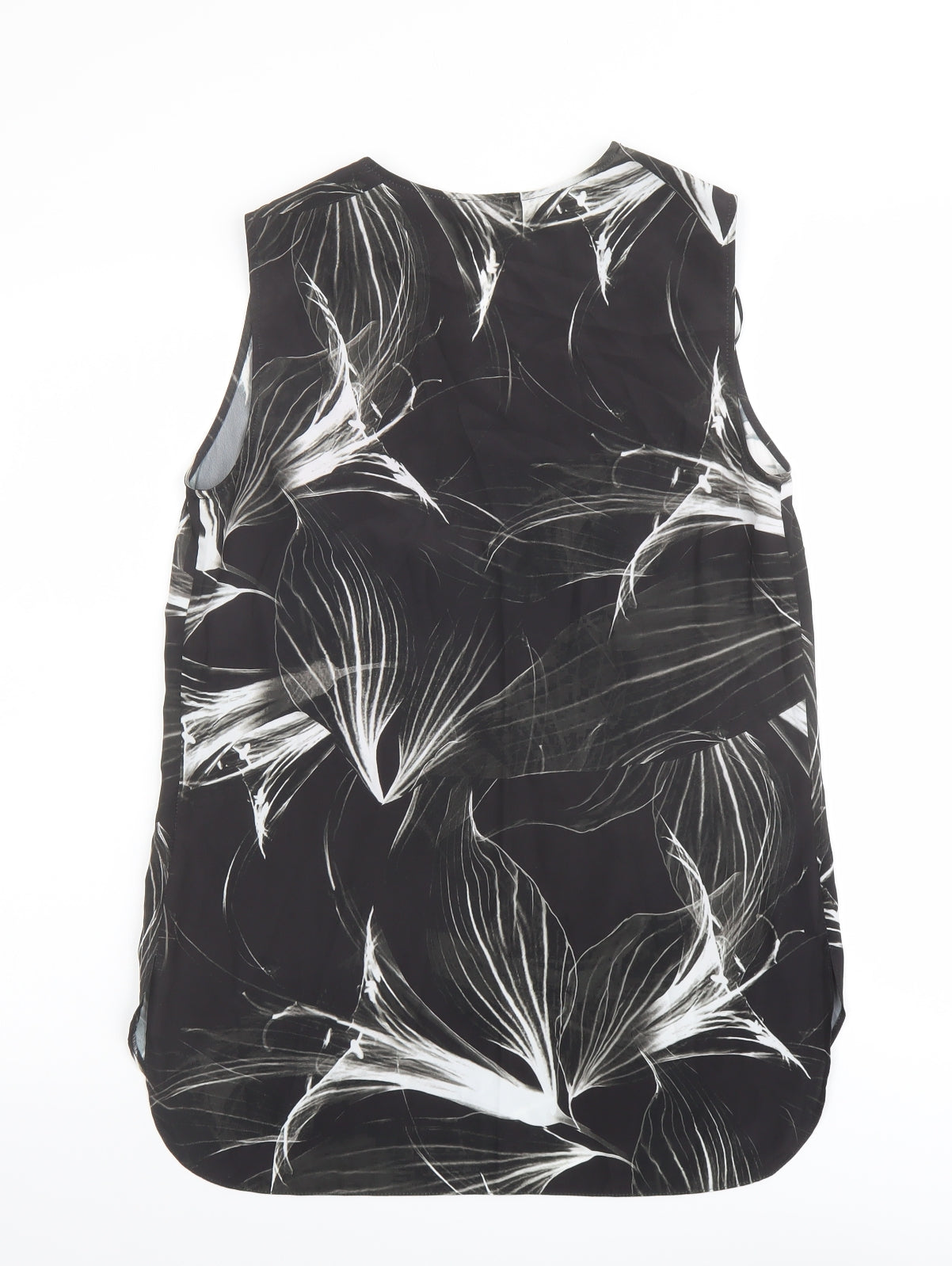 Linea Womens Black Geometric Polyester Basic Blouse Size 12 V-Neck