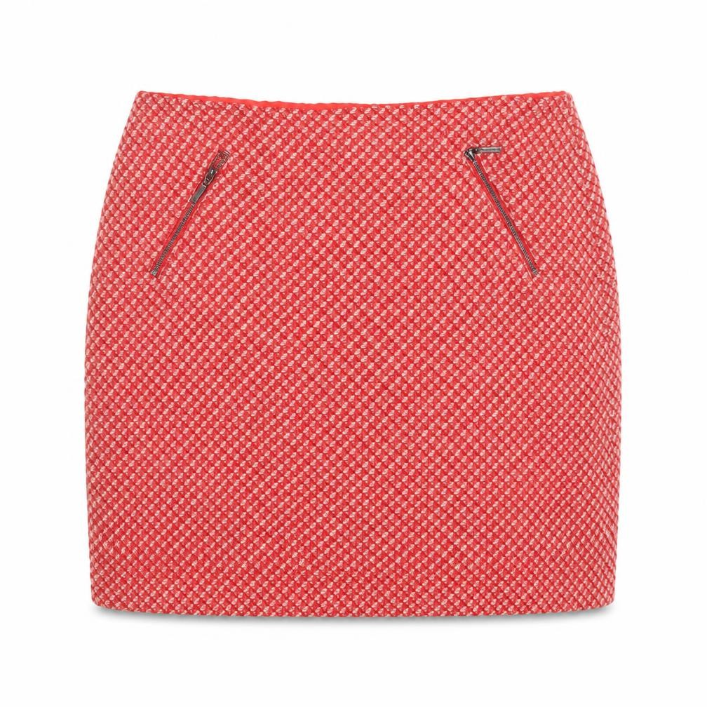 Marks and Spencer Womens Red Geometric Wool A-Line Skirt Size 10 Zip
