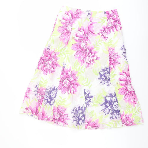 Marks and Spencer Womens Multicoloured Floral Cotton Swing Skirt Size 8 Zip