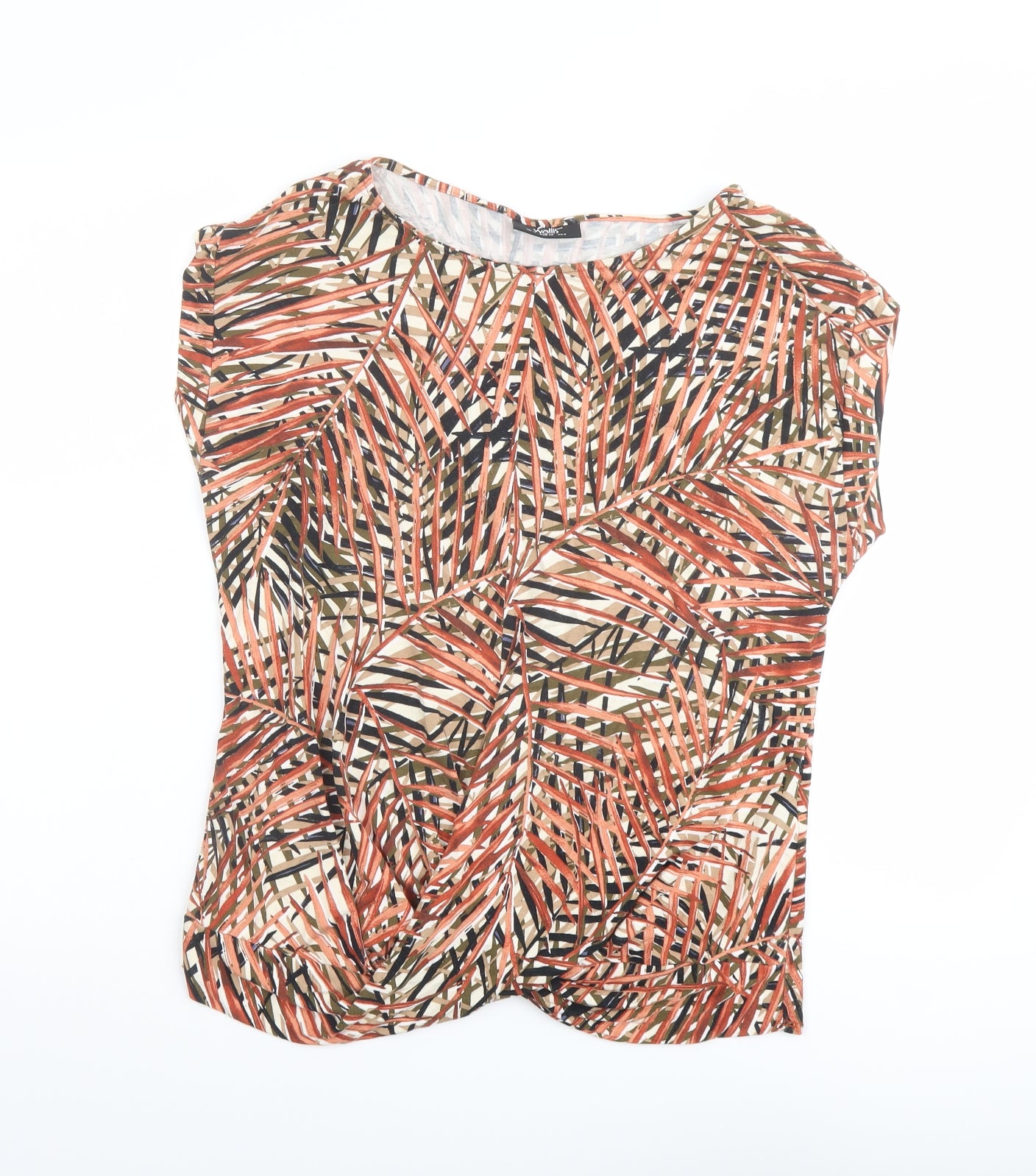Wallis Womens Multicoloured Geometric Viscose Basic T-Shirt Size 12 Boat Neck