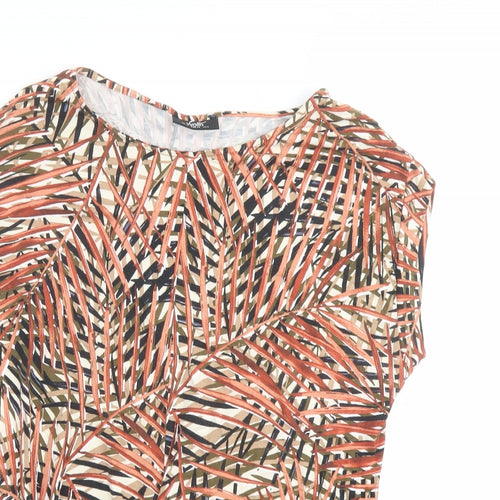 Wallis Womens Multicoloured Geometric Viscose Basic T-Shirt Size 12 Boat Neck