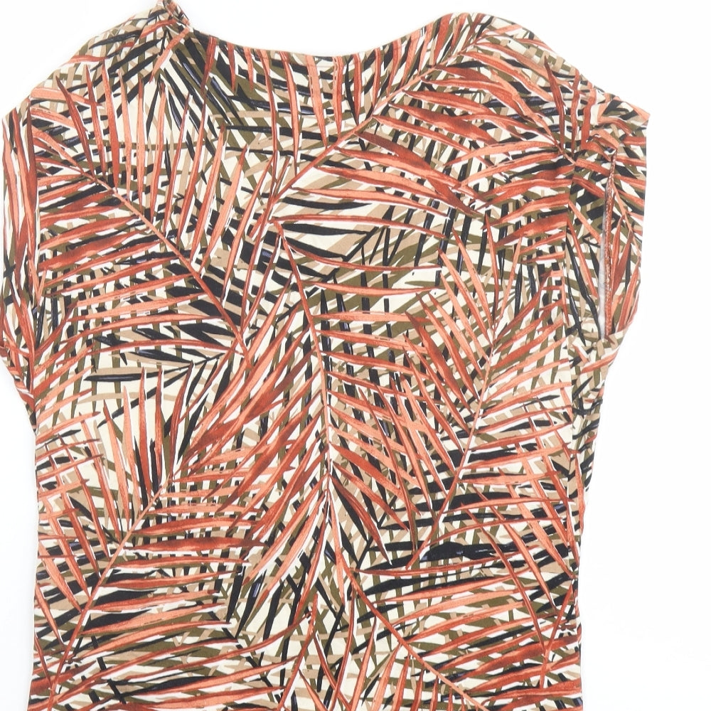 Wallis Womens Multicoloured Geometric Viscose Basic T-Shirt Size 12 Boat Neck