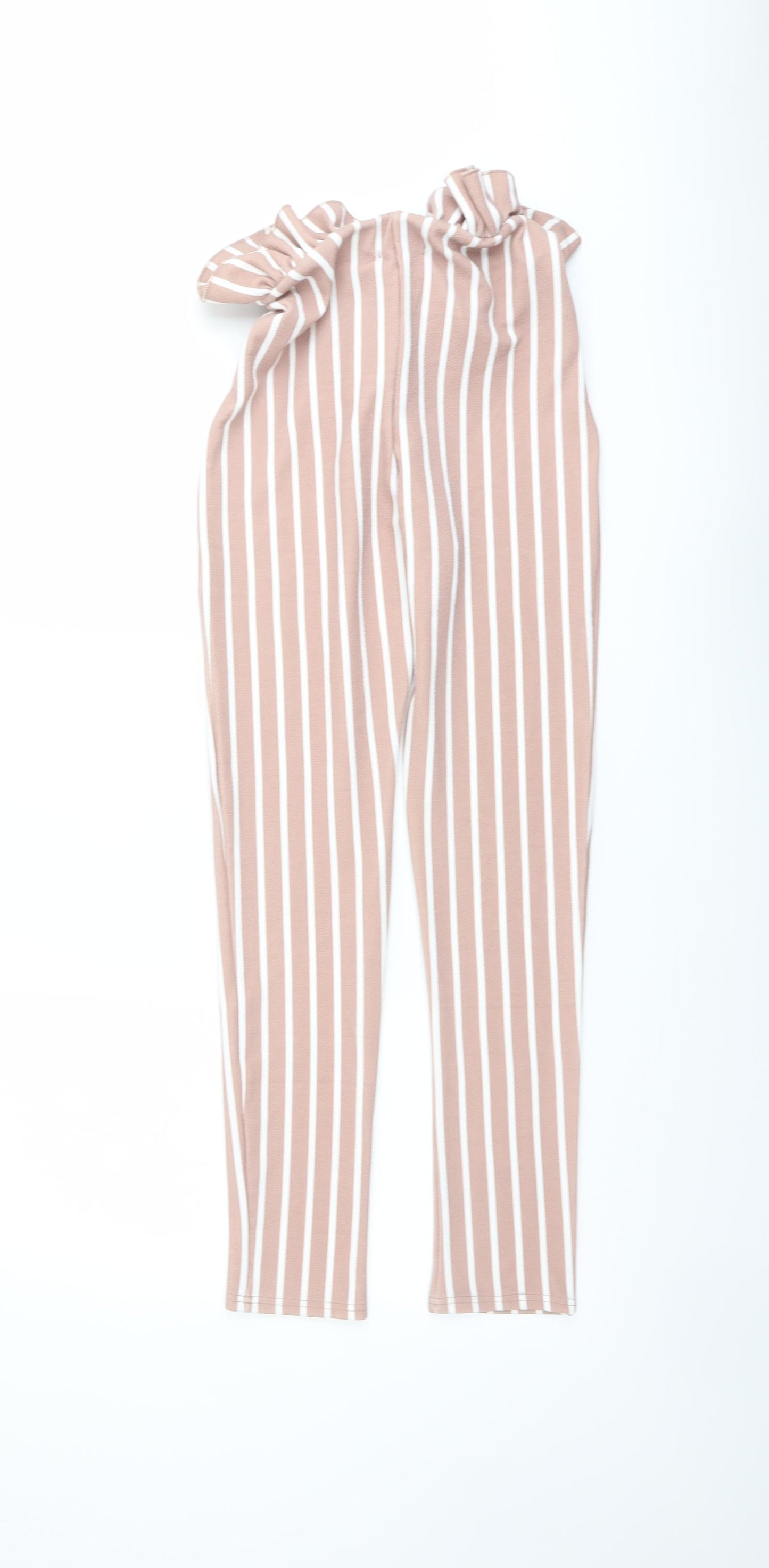PRETTYLITTLETHING Womens Pink Striped Polyester Carrot Trousers Size 6 L28 in Regular