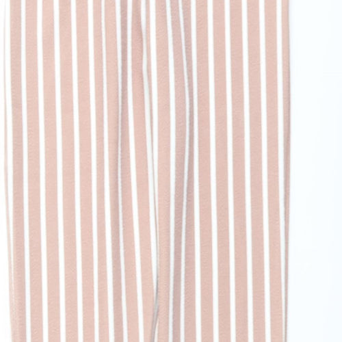 PRETTYLITTLETHING Womens Pink Striped Polyester Carrot Trousers Size 6 L28 in Regular