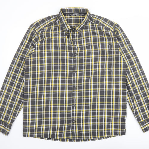 Regatta Mens Grey Plaid Polyester Button-Up Size XL Collared Button