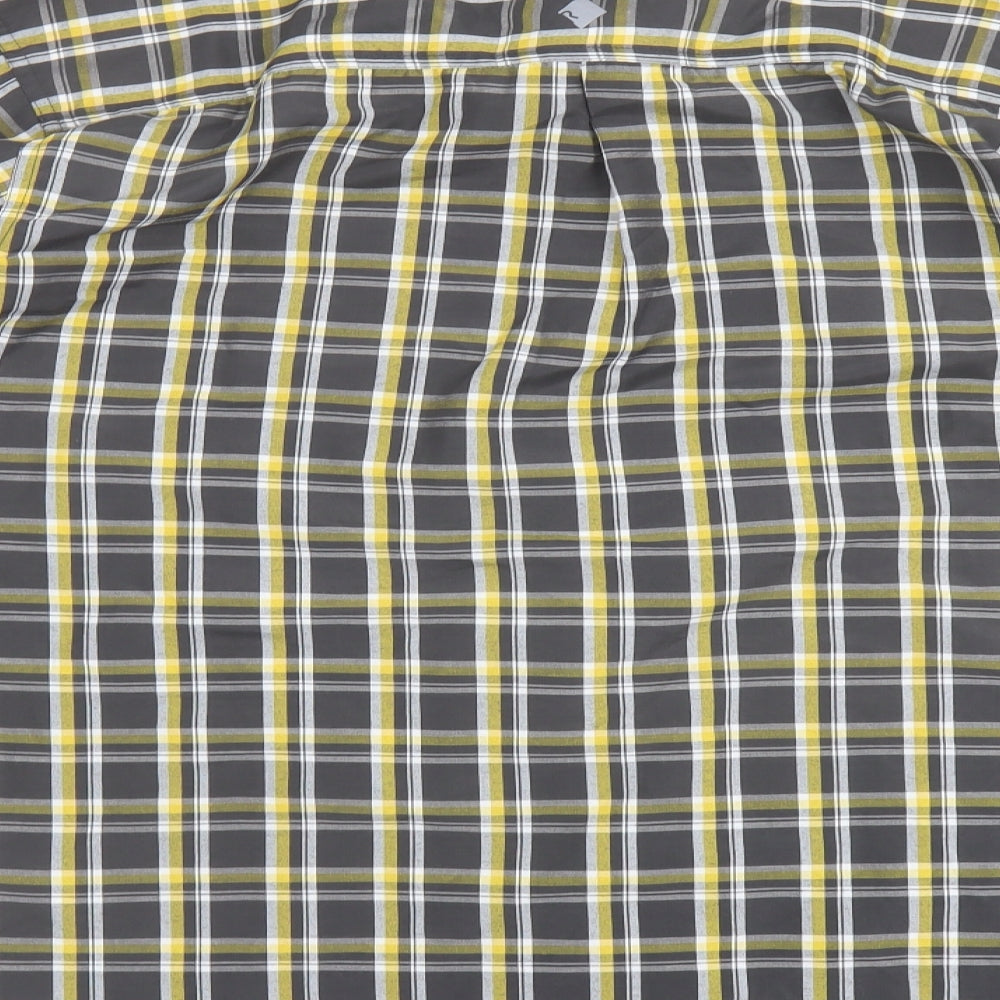 Regatta Mens Grey Plaid Polyester Button-Up Size XL Collared Button