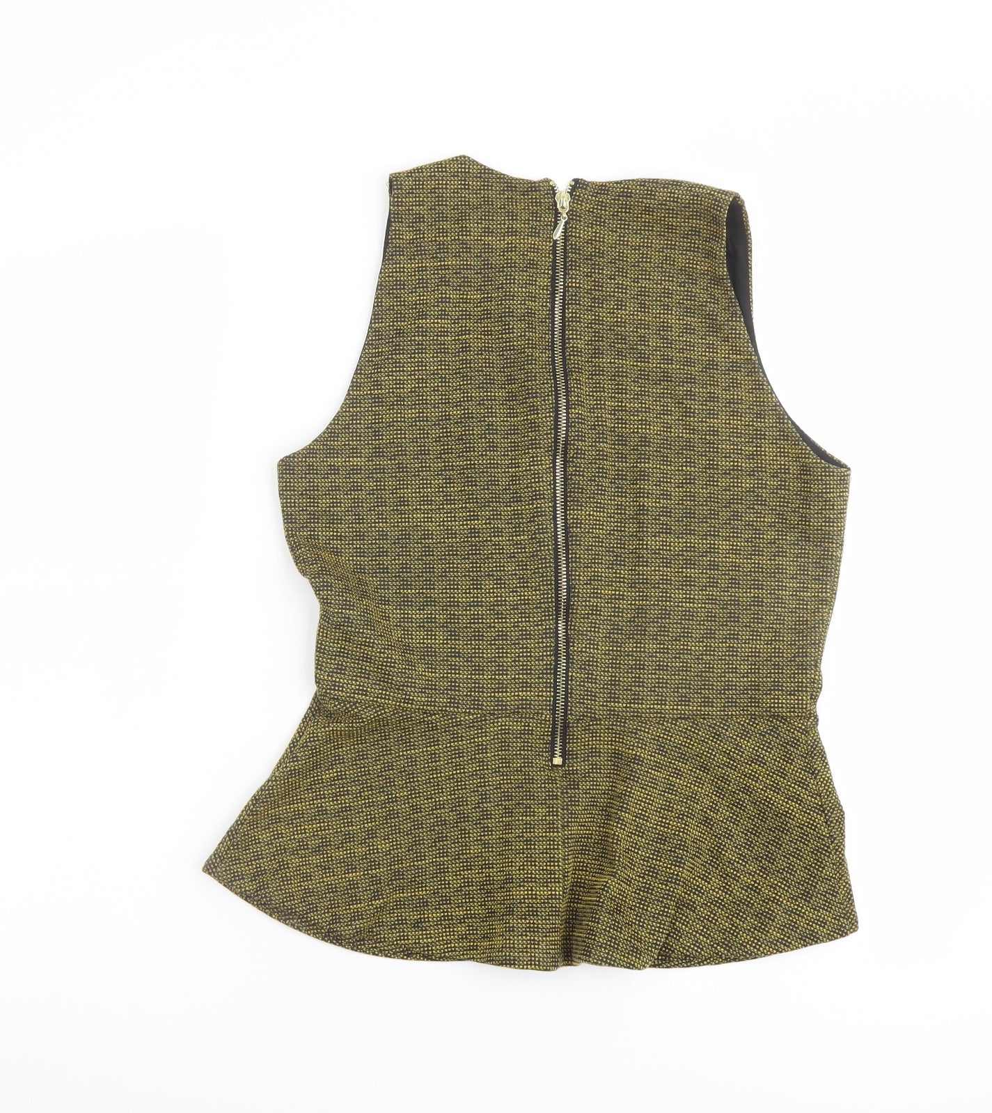 H&M Womens Yellow Polyester Basic Blouse Size M V-Neck - Peplum