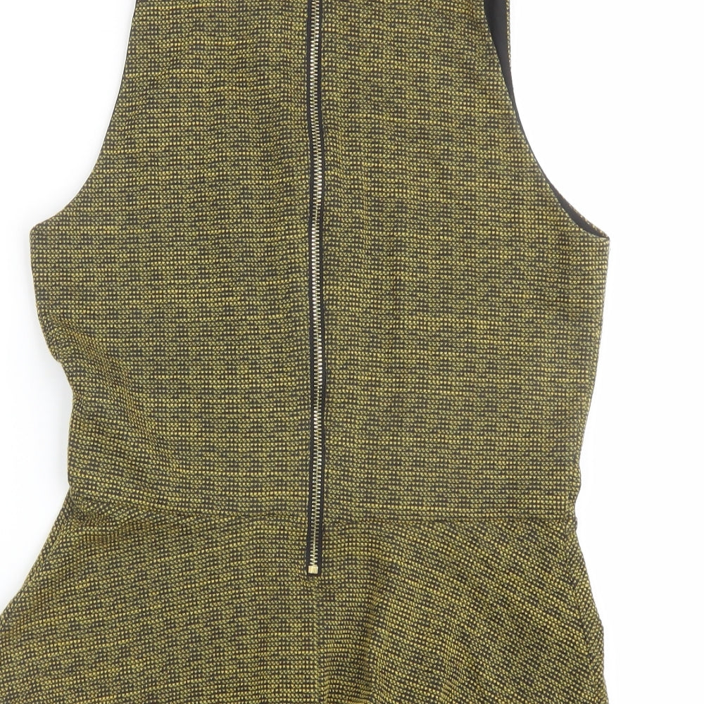 H&M Womens Yellow Polyester Basic Blouse Size M V-Neck - Peplum